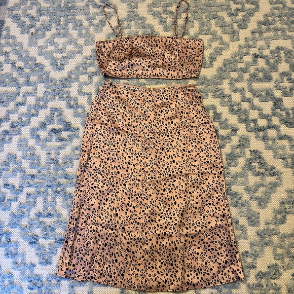 Reformation Silk Two-Piece Leopard Skirt Set - Picture 4 of 9
